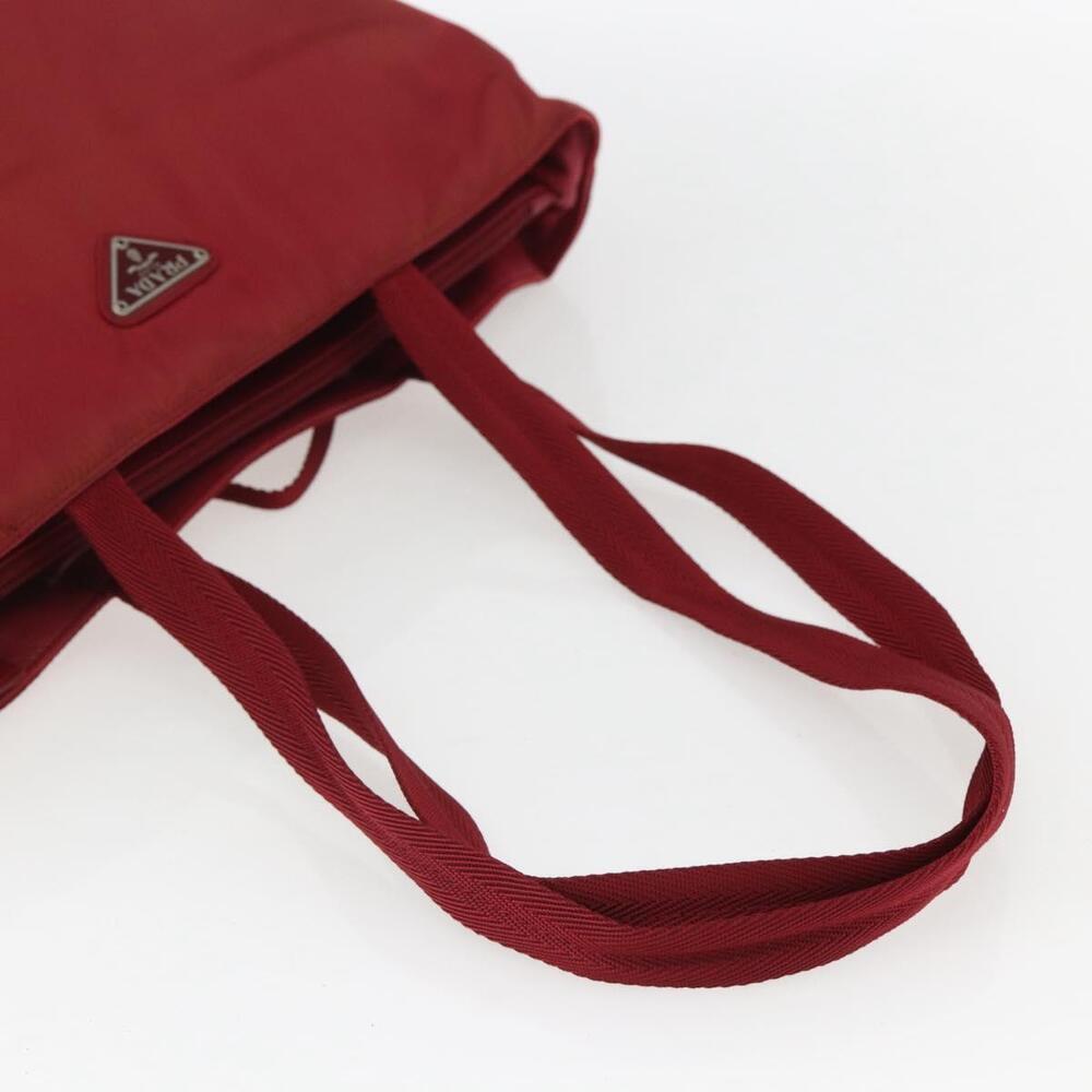 PRADA Tote Bag Nylon Red Silver Auth 156926 - Picture 7 of 16